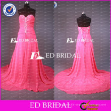 2017 ED Bridal Custom Made Real Sample Sweetheart Appliqued Chiffon Prom Dress With Long Train